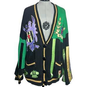 Rare Vintage Absolutely No! Jeans Multicolor Patchwork Cardigan